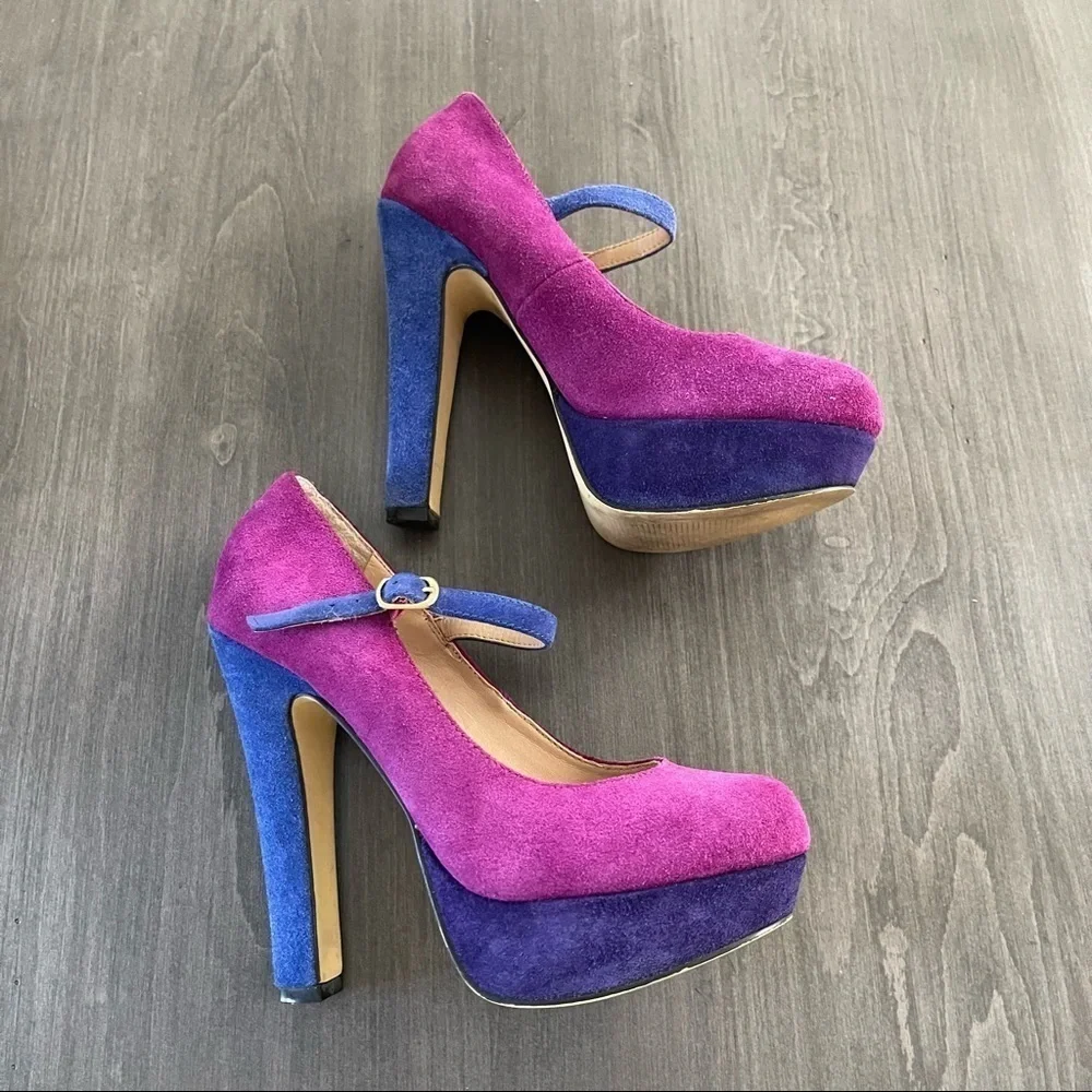 Steve Madden color block platform pumps heels